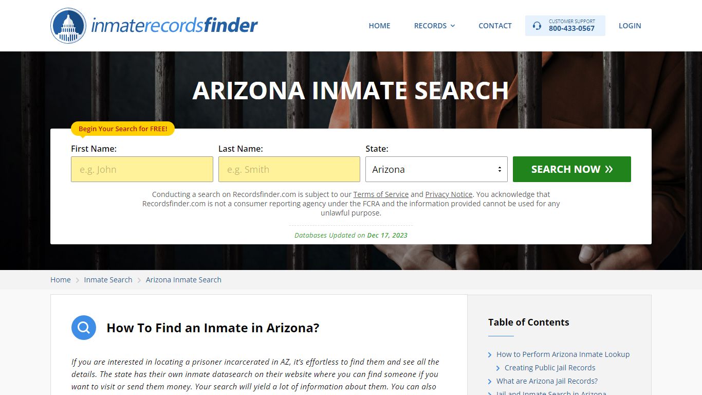 Arizona Inmate Search - Jail & Prison Records Online